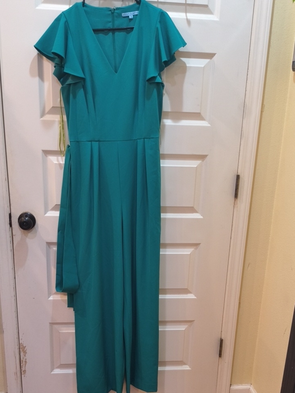 ANTONIO MELANI Teal V-Neck Flutter-Sleeve Maxi Dress